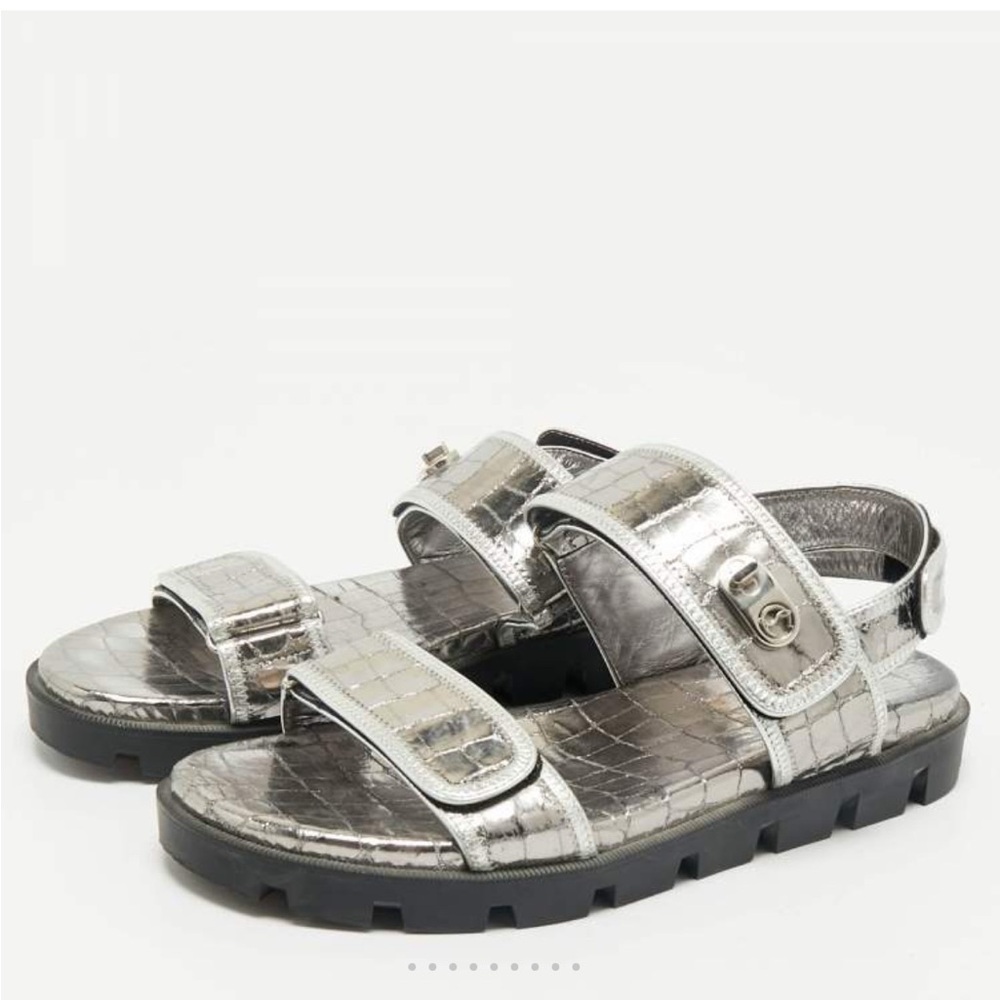 Christian Louboutin Lock Plat Croc-Pattern Sandals